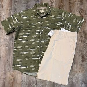 Cabelas Fish shirt Large Puma Shorts 36 Men’s